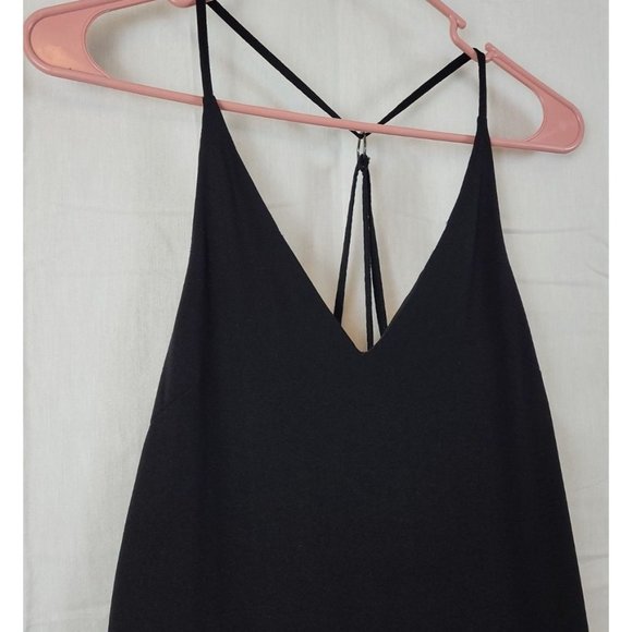 TopShop Women's Size 2 Halter Vneck Plunge Midi Dress Black Strappy Back - Picture 3 of 9